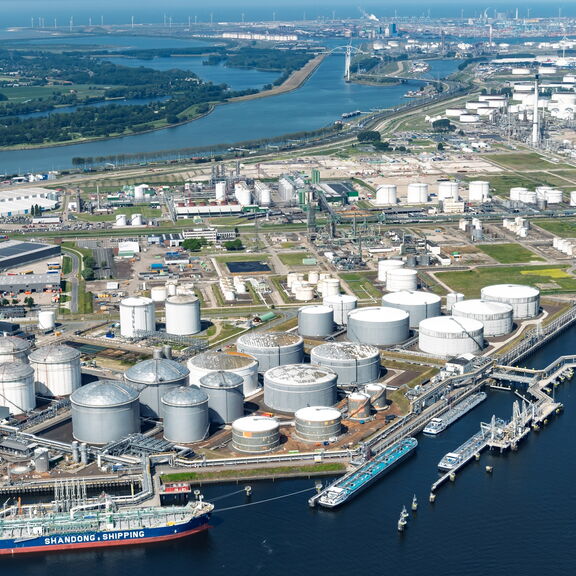 Europoort with behind it Maasvlakte 1 & 2 seen from the air