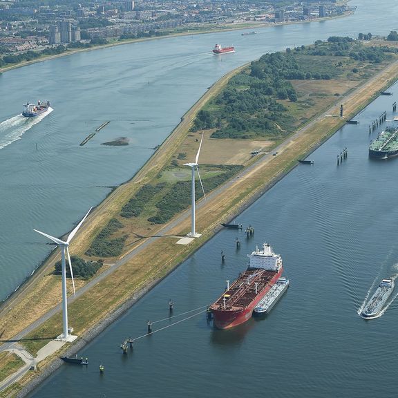 Aerial shot port of Rotterdam