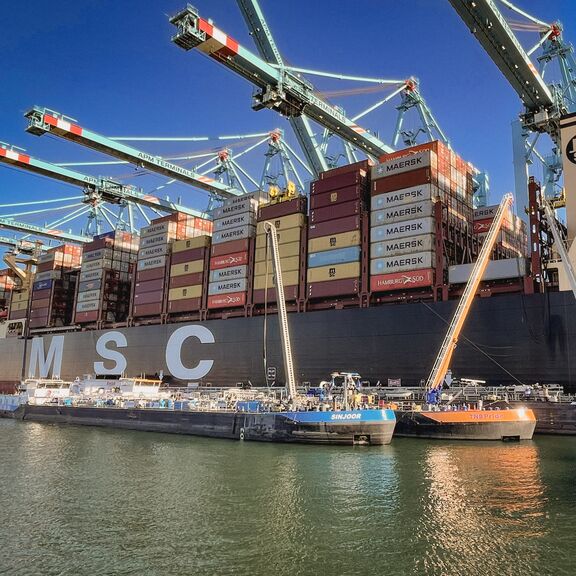 MSC ship bunkering at quayside